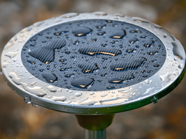 Solar panel in bird bath