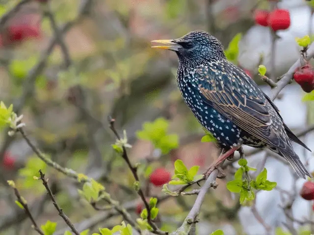 starling on a tree branch