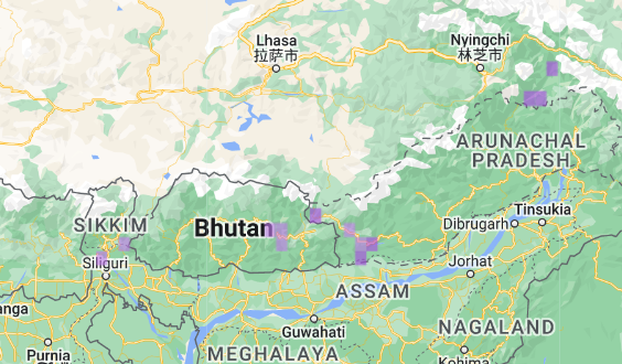 Map of Bhutan.