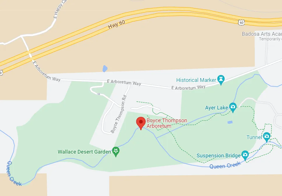 Arizona Boyce Thompson Arboretum State Park Map
