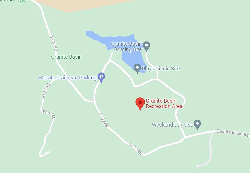 Arizona Granite Basin at Prescott National Forest Map