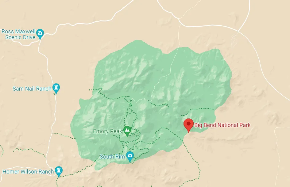 Texas Big Bend National Park Map