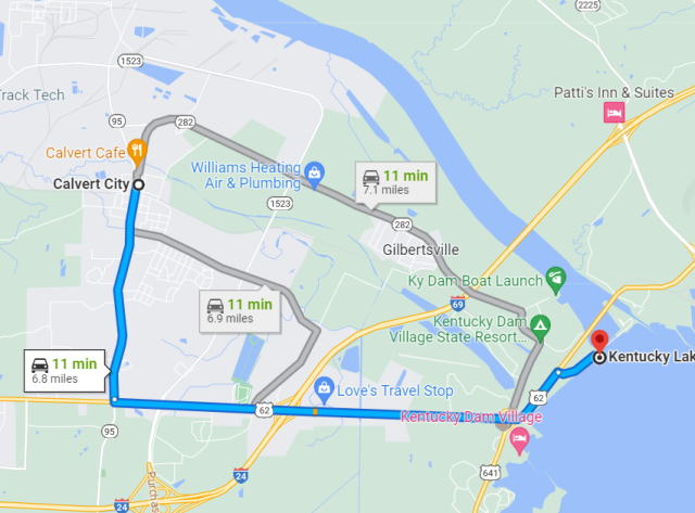 Kentucky KY Lake Dam Directions