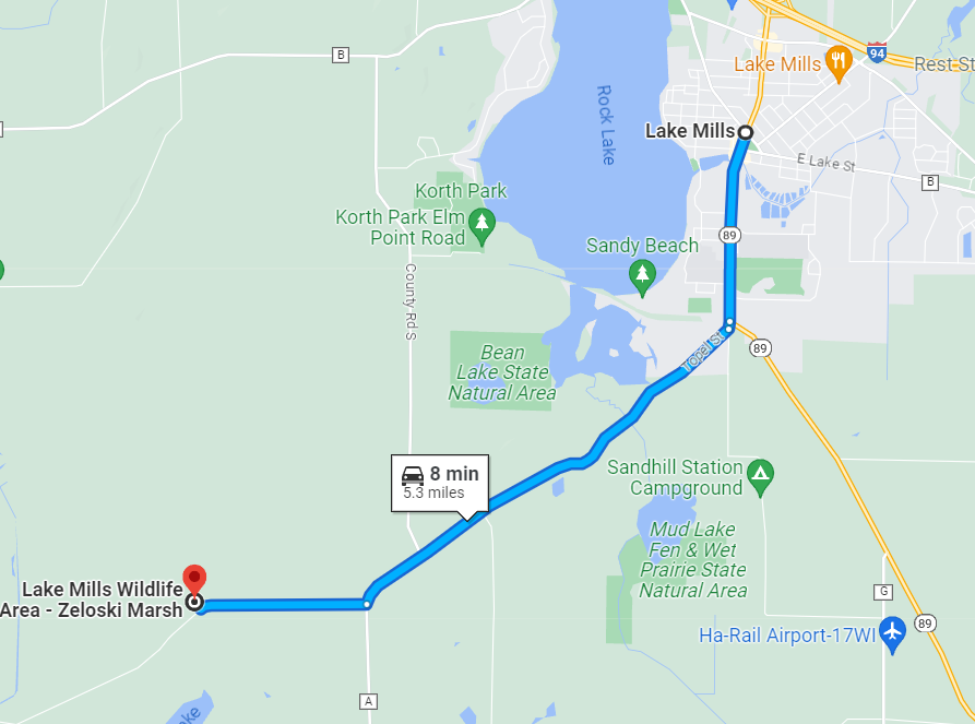 Wisconsin Lake Mills Zeloski Marsh SWA Directions