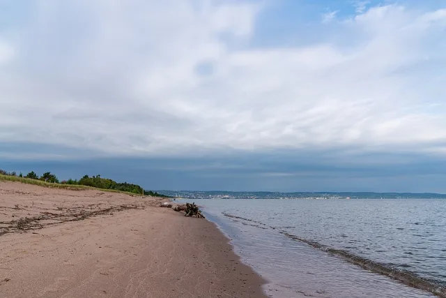 The City of Duluth, Minnesota, as seen from Park Point Beach at Park Point Recreation Area, Minnesota Point, on Lake Superior.