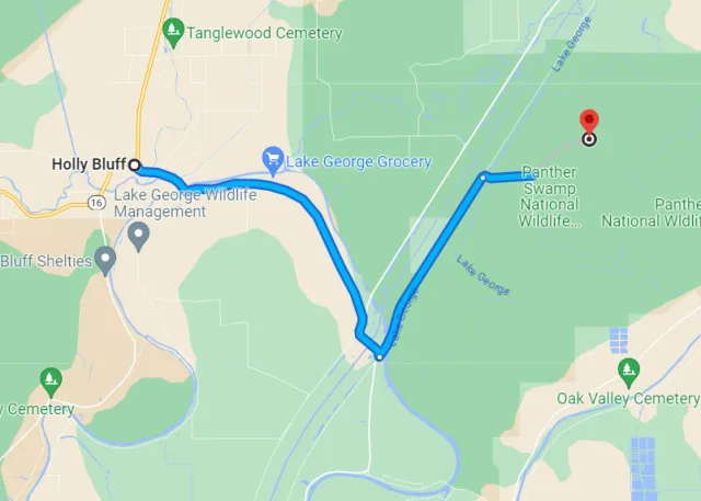 Mississippi Panther Swamp NWR Map