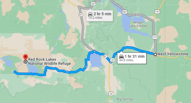 Montana Red Rock Lakes National Wildlife Refuge Map