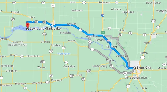 Nebraska Lewis And Clark Lake Map