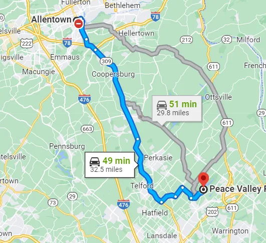 Pennsylvania Peace Valley Park Map