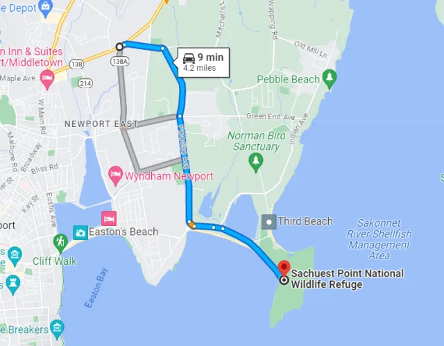 Rhode Island Sachuest Point NWR Map