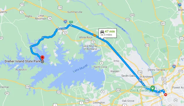 South Carolina Dreher Island SP Map