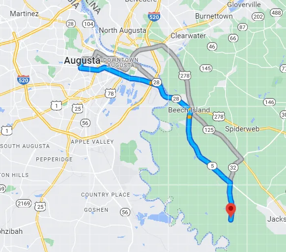 South Carolina Silver Bluff Audubon Center & Sanctuary Map