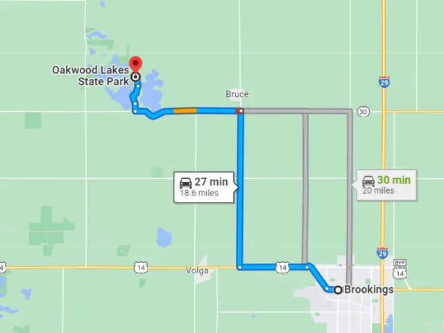 South Dakota Oakwood Lakes State Park Map