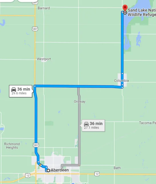 South Dakota Sand Lake NWR Map