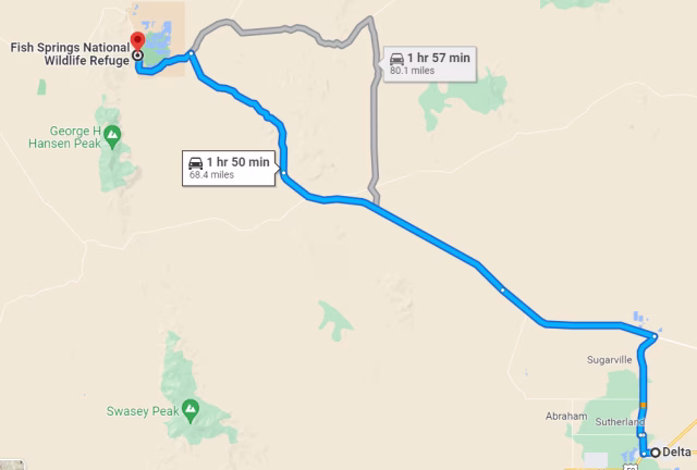 Utah Fish Springs NWR Directions