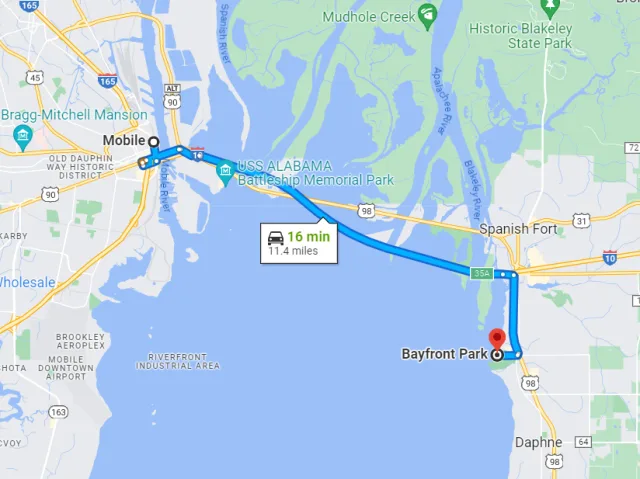 Alabama Bayfront Park Map
