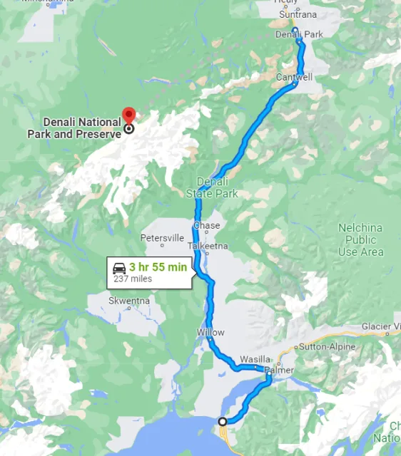 Alaska Denali National Park and Preserve Map