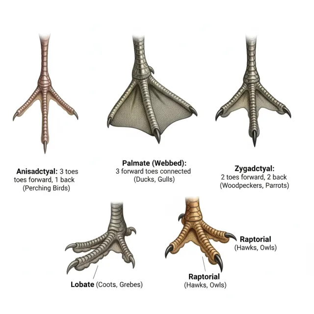 Diagram of Anatomy of Bird Feet