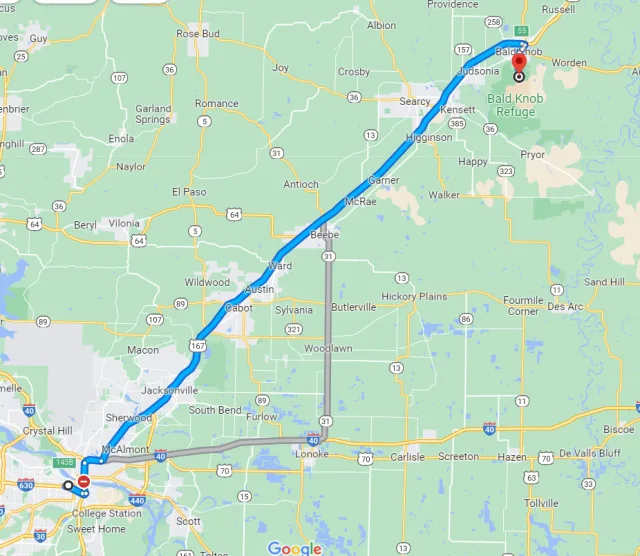 Arkansas Bald Knob NWR Map