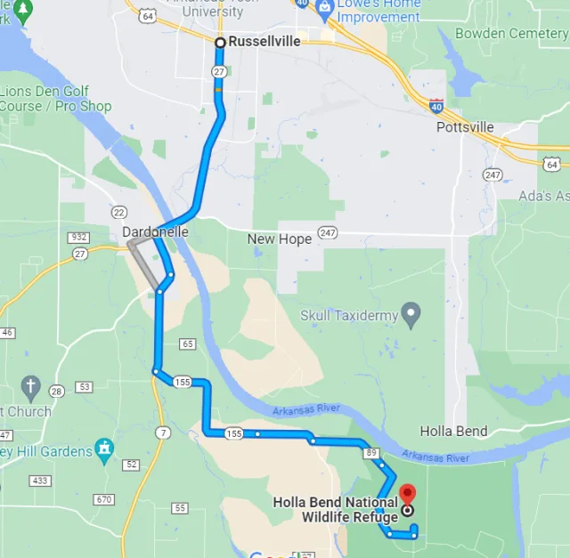 Arkansas Holla Bend NWR Map