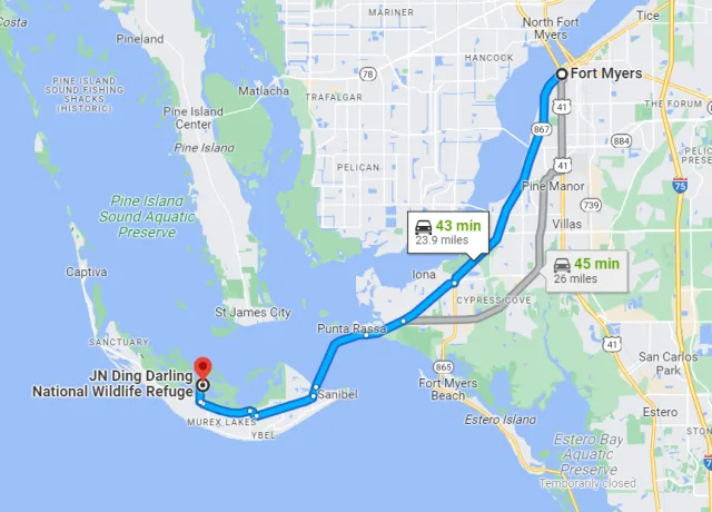 Florida J.N. Darling National Wildlife Refuge Map