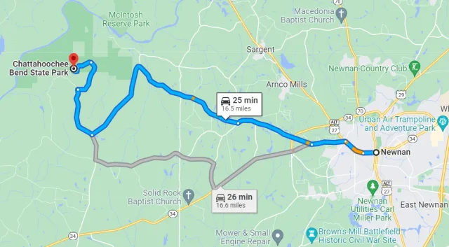 Georgia Chattahoochee Bend State Park Map