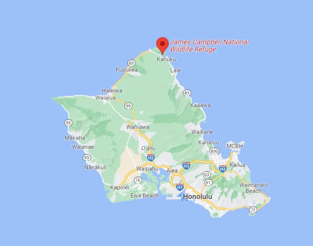 Hawaii James Campbell NWR Map