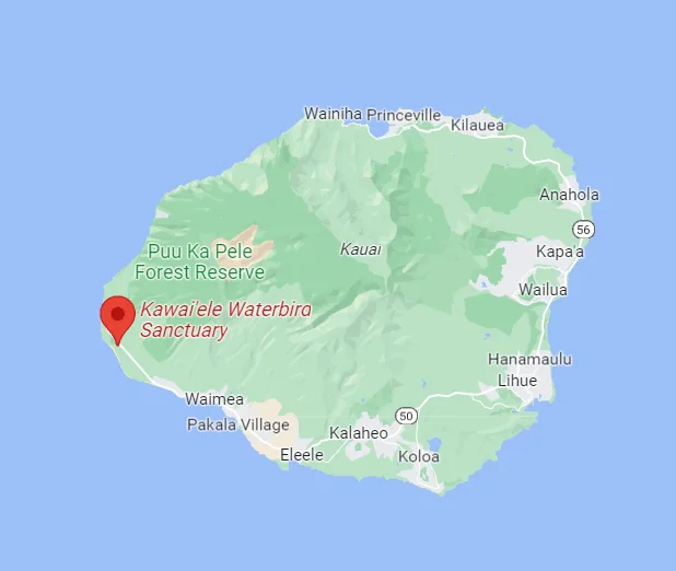 Hawaii Kawai'ele State Waterbird Sanctuary Map