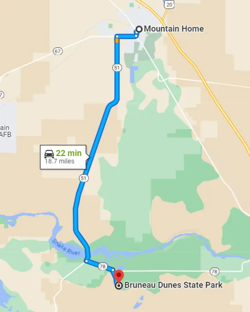 Idaho Bruneau Dunes State Park Map