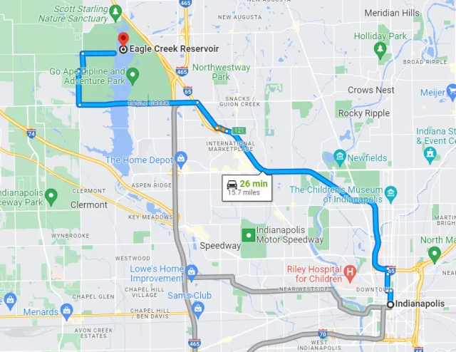 Indiana Eagle Creek Park Map