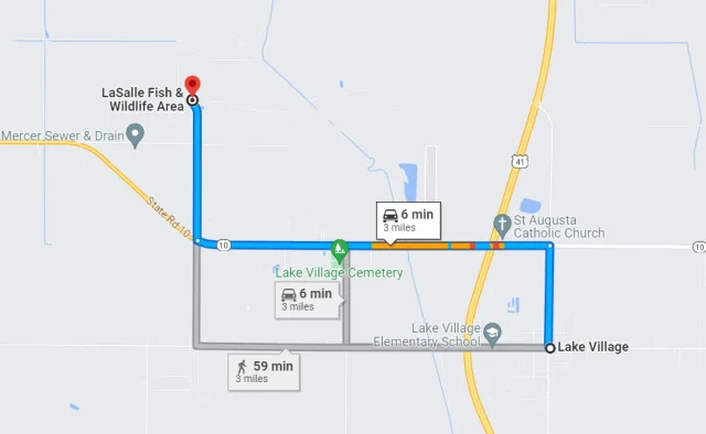 Indiana LaSalle Fish and Wildlife Area Map