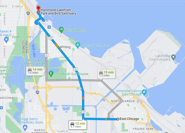 Indiana Lakefront Park and Sanctuary, Hammond Map