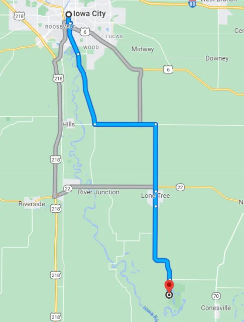 Iowa Cone Marsh WMA Map