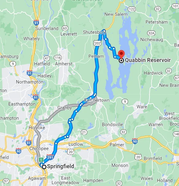 Massachusetts Quabbin Reservoir Map