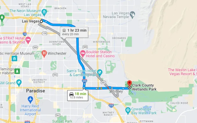 Nevada Clark County Wetlands Park Map