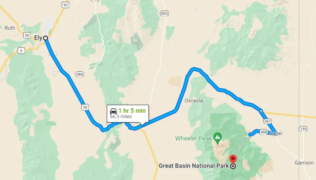 Nevada Great Basin National Park Map