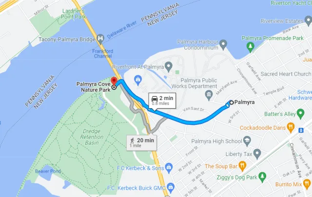 New Jersey Palmyra Cove Nature Park Map