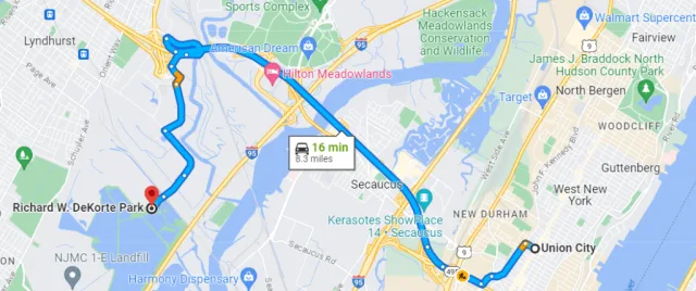 New Jersey Richard W. DeKorte Park Map