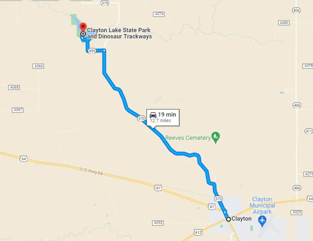New Mexico Clayton Lake State Park Map