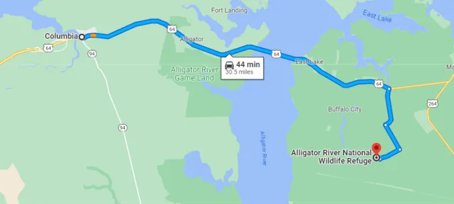 North Carolina Alligator River NWR Map