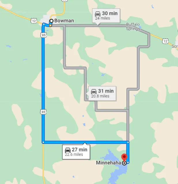 North Dakota Bowman-Haley Recreation Area Map