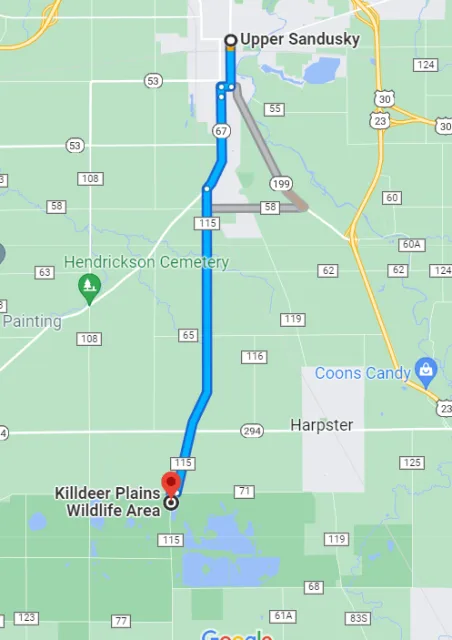 Ohio Killdeer Plains Wildlife Area Map