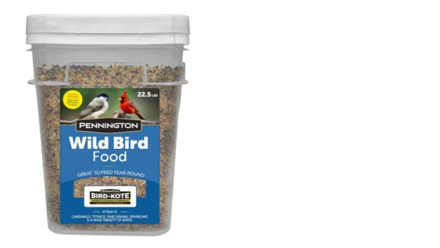 A tub of Pennington Wild Bird Food.