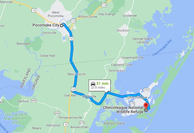Virginia Chincoteague National Wildlife Refuge Map