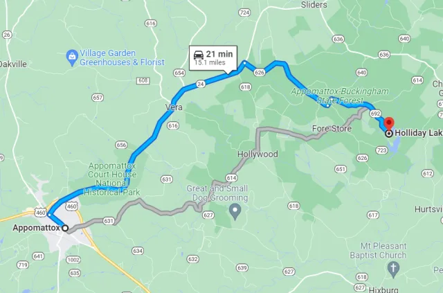 Virginia Holliday Lake State Park Map