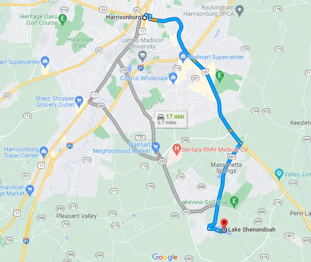 Virginia Lake Shenandoah Map