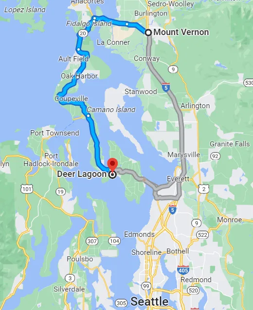 Washington Deer Lagoon, Whidbey Island Map
