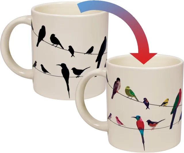 The Unemployed Philosophers Guild Birds on a Wire Heat Changing Mug