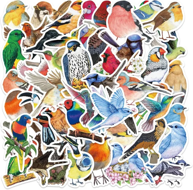 100-Piece Waterproof Vinyl Bird Stickers