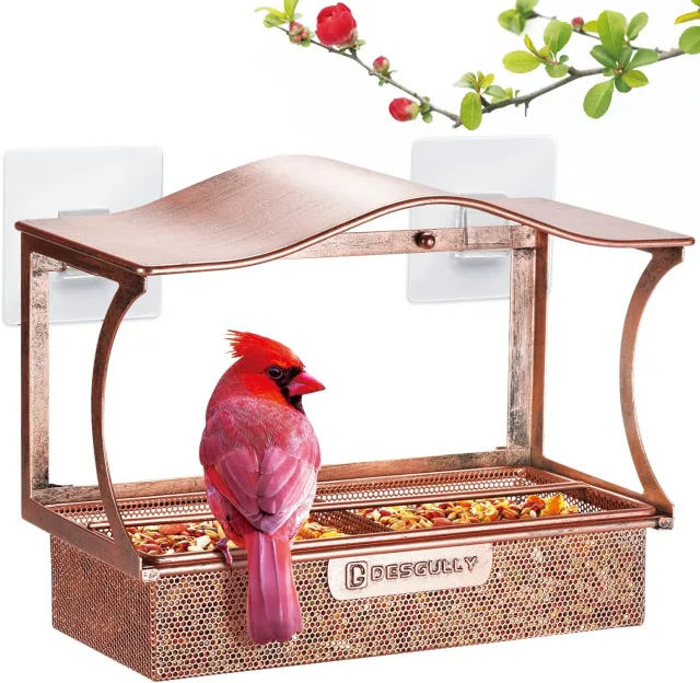 Desgully Large Metal Window Bird Feeder